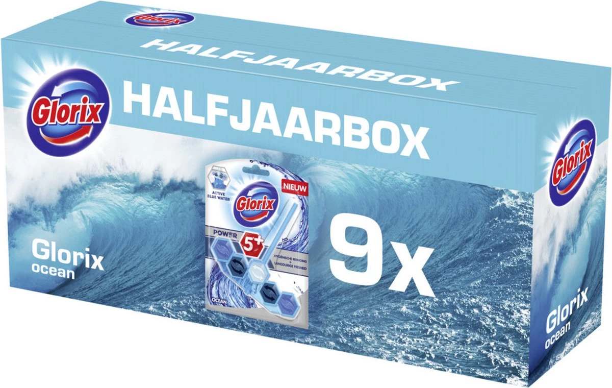 Glorix Power 5 Toiletblokken - Ocean - 9 Stuks - Halfjaarbox - Voordeelverpakking 10 Glorix Power 5 Toiletblokken - Ocean - 9 Stuks - Halfjaarbox - Voordeelverpakking - Afbeelding 8