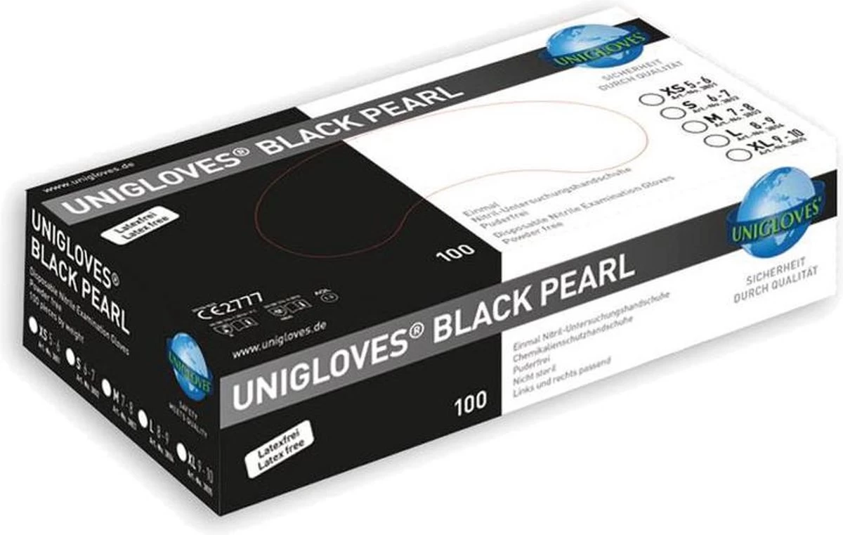 Unigloves Black Pearl - Nitril Handschoenen - Zwart - Maat L - Disposable Handschoenen - Zonder Latex - Poedervrij - 100stuks 3 Unigloves Black Pearl - Nitril Handschoenen - Zwart - Maat L - Disposable Handschoenen - Zonder Latex - Poedervrij - 100stuks