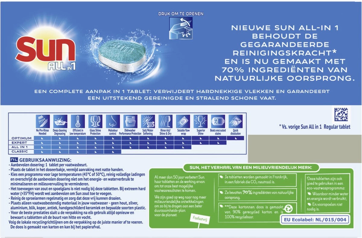 SUN® Sun All-in-1 Normaal Vaatwastabletten - 7 X 25 Tabletten - Voordeelverpakking 12 SUN® Sun All-in-1 Normaal Vaatwastabletten - 7 X 25 Tabletten - Voordeelverpakking - Afbeelding 10
