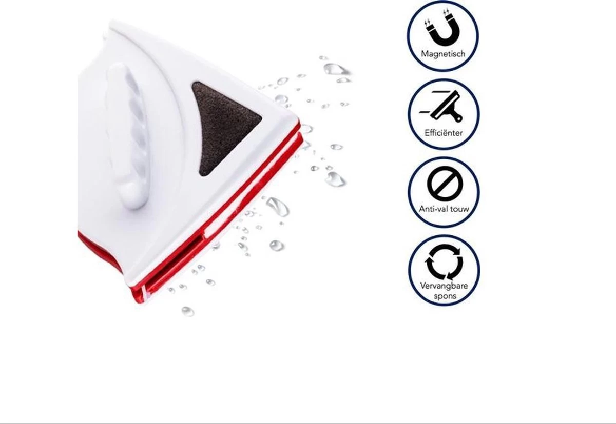 Merkloos Magnetische Raamwisser - Ruitenreiniger - Dubbel Glas - Rood - 5-24 Mm Glas 4 Merkloos Magnetische Raamwisser - Ruitenreiniger - Dubbel Glas - Rood - 5-24 Mm Glas - Afbeelding 2