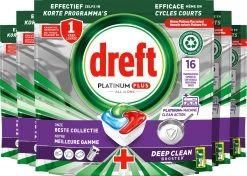 Dreft Platinum Plus All In One Machine Clean - Vaatwastabletten - 5 X 16 Tabletten