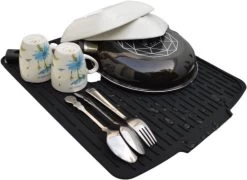 HOMYHON Afdruipmat -Afdruipmat Siliconen -Pannenonderzetter- Antislip -Hittebestendig - Aanrecht Mat -Siliconen Mat - 40 X 46 Cm - Zwart -Schoonmaakartikelen Winkel 1200x876 1