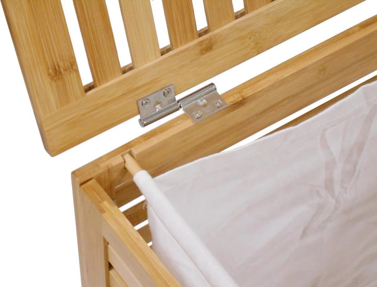 HUISSON Wasmand Met Deksel Bamboe Uitneembare Waszak Wasmanden Met Deksel 75 Ltr. 8 HUISSON Wasmand Met Deksel Bamboe Uitneembare Waszak Wasmanden Met Deksel 75 Ltr. - Afbeelding 6