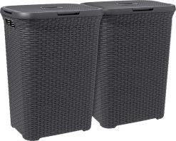 Curver Style Wasmand Met Deksel - 60L - 2 Stuks - Antraciet