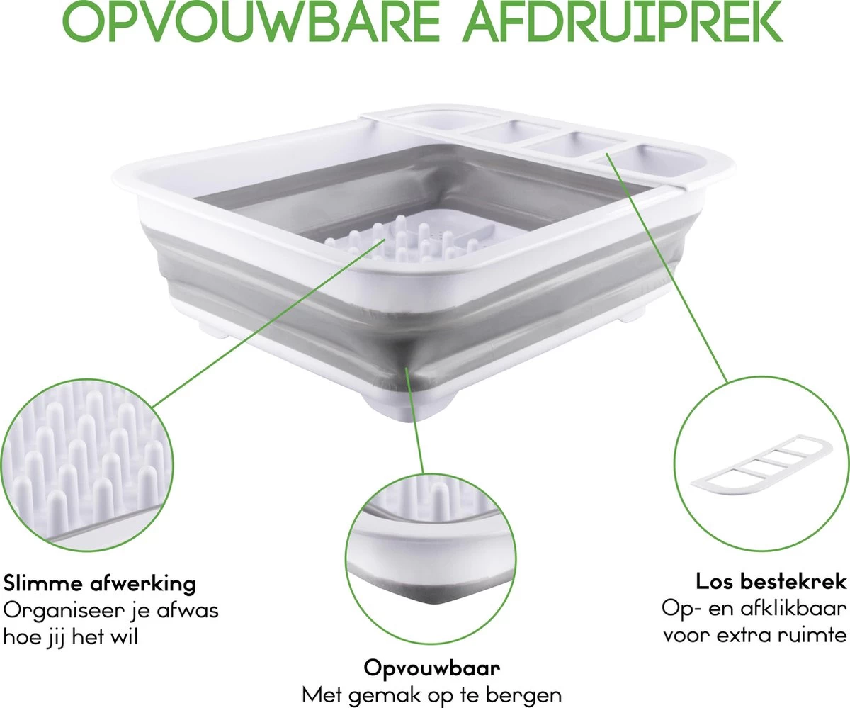 Merkloos Afdruiprek Voor Afwas - Afwasrek - Opvouwbaar - Inklapbaar - Compact - Vaatwasrek Met Bestekrekje 6 Merkloos Afdruiprek Voor Afwas - Afwasrek - Opvouwbaar - Inklapbaar - Compact - Vaatwasrek Met Bestekrekje - Afbeelding 4