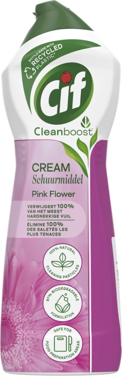 Cif CleanBoost Cream Pink Schuurmiddel - 8 X 750 Ml - Voordeelverpakking 9 Cif CleanBoost Cream Pink Schuurmiddel - 8 X 750 Ml - Voordeelverpakking - Afbeelding 7