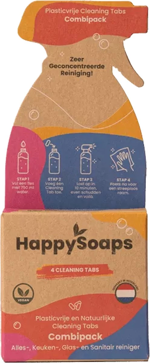HappySoaps Cleaning Tabs - Combipack Met 4 Verschillende Tabs - Allesreiniger, Keukenreiniger, Glasreiniger En Sanitairreiniger - 100% Plasticvrij, Duurzaam & Vegan 5 HappySoaps Cleaning Tabs - Combipack Met 4 Verschillende Tabs - Allesreiniger, Keukenreiniger, Glasreiniger En Sanitairreiniger - 100% Plasticvrij, Duurzaam & Vegan - Afbeelding 3