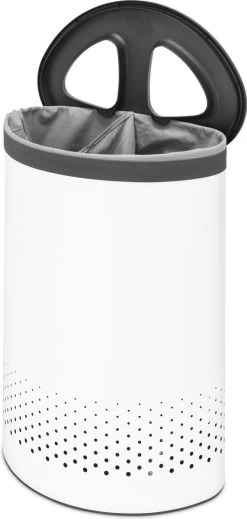 Brabantia Wasmand Met Deksel - 55 L - White / Dark Grey Kunststof Deksel -Schoonmaakartikelen Winkel 571x1200 1