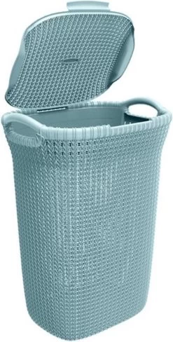 Curver Knit Wasmand Met Deksel - 57L - Misty Blue -Schoonmaakartikelen Winkel 607x1200 1