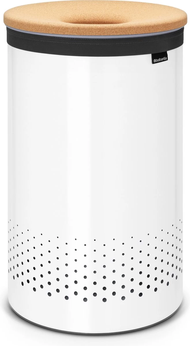 Brabantia Wasmand Met Deksel - 60 L - White / Kurken Deksel 3 Brabantia Wasmand Met Deksel - 60 L - White / Kurken Deksel