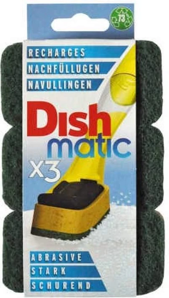 Dishmatic Schuursponsjes Navulling | 3 Stuks | Voor Afwasborstel Met Zeep Dispenser 3 Dishmatic Schuursponsjes Navulling | 3 Stuks | Voor Afwasborstel Met Zeep Dispenser