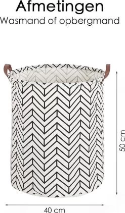 Merkloos Wasmand - Opbergzak - 60L - Waterproof - Zwart/wit -Schoonmaakartikelen Winkel 703x1200 1