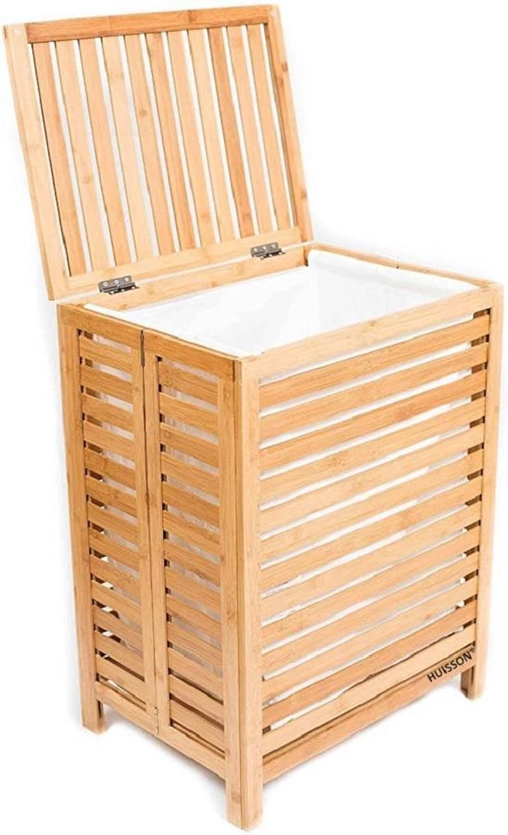 HUISSON Wasmand Met Deksel Bamboe Uitneembare Waszak Wasmanden Met Deksel 75 Ltr. 3 HUISSON Wasmand Met Deksel Bamboe Uitneembare Waszak Wasmanden Met Deksel 75 Ltr.