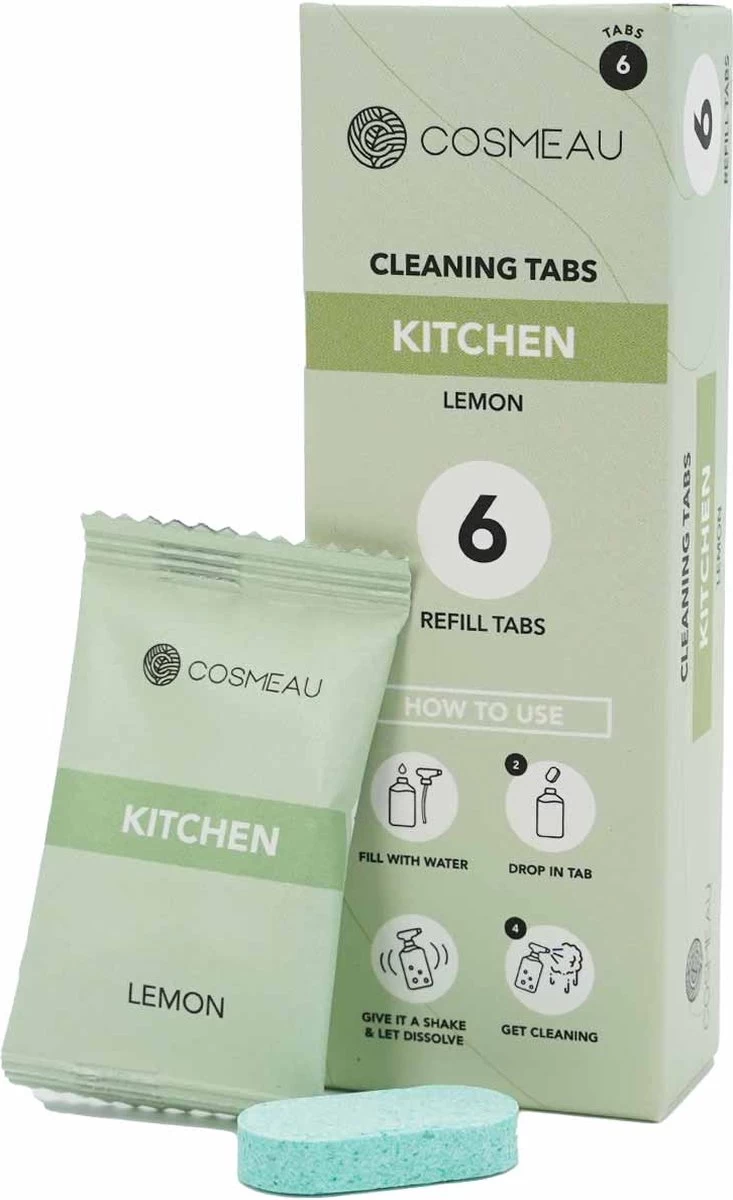 Cosmeau Keukenreiniger 6 Stuks Tabletten Cleaning Tabs Schoonmaak Tabs - Kitchen- Navulverpakking - Refill 3 Cosmeau Keukenreiniger 6 Stuks Tabletten Cleaning Tabs Schoonmaak Tabs - Kitchen- Navulverpakking - Refill