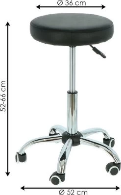 Alora Tabouret Op Wielen - Zadelkruk - Zwart - Kruk – Kapperskruk - Draaikruk - Werkkruk - Verstelbaar -Schoonmaakartikelen Winkel 745x1200 1