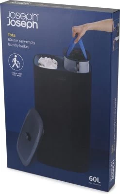 Tota Wasmand, 60 L, 2 Compartimenten, Zwart - Joseph Joseph -Schoonmaakartikelen Winkel 747x1200 2