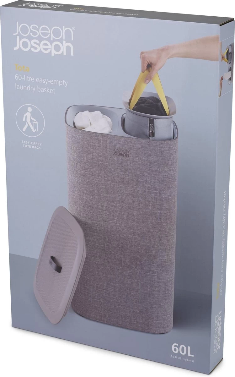 Tota Wasmand, 60 L, 2 Compartimenten, Grijs - Joseph Joseph 8 Tota Wasmand, 60 L, 2 Compartimenten, Grijs - Joseph Joseph - Afbeelding 7