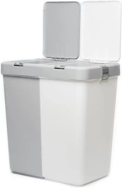 Motek® - Wasmand - 2 Vakken Met Deksel - Met Touch Deksel - Gemaakt Van 100% Gerecycled Kunststof - 80 L - Wasmand Met Deksel - Wassorteerder - Grijs - Wit 15 Motek® - Wasmand - 2 Vakken Met Deksel - Met Touch Deksel - Gemaakt Van 100% Gerecycled Kunststof - 80 L - Wasmand Met Deksel - Wassorteerder - Grijs - Wit -Schoonmaakartikelen Winkel 779x1200 5
