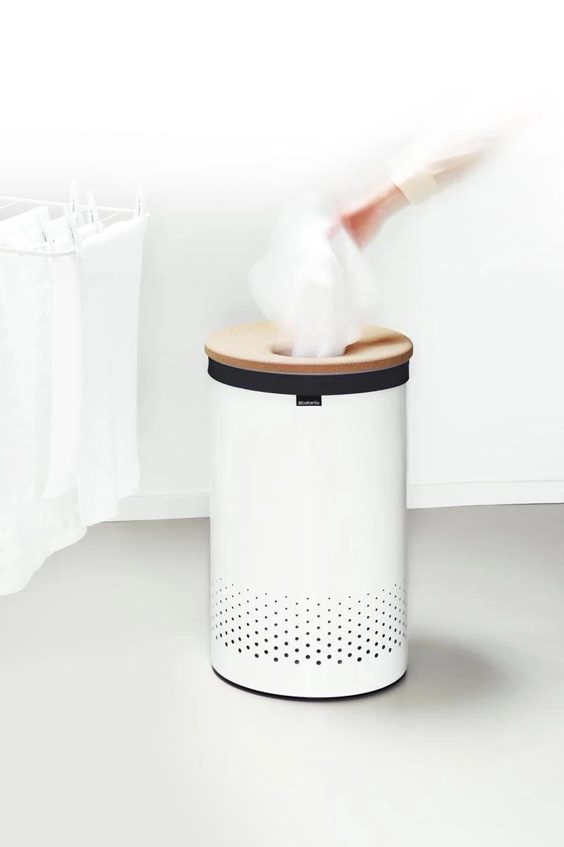 Brabantia Wasmand Met Deksel - 60 L - White / Kurken Deksel 13 Brabantia Wasmand Met Deksel - 60 L - White / Kurken Deksel - Afbeelding 11
