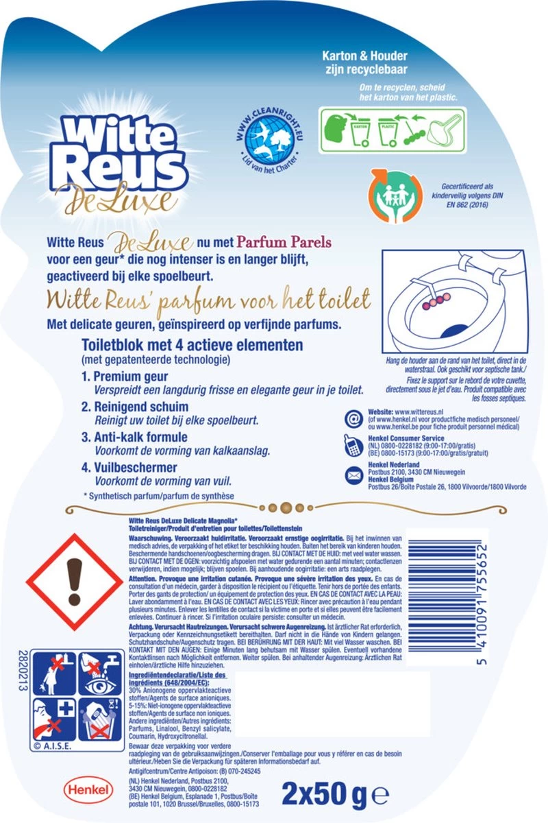 Witte Reus DeLuxe Toiletblok - Delicate Magnolia - WC Blokjes Voordeelverpakking - 20 Stuks 8 Witte Reus DeLuxe Toiletblok - Delicate Magnolia - WC Blokjes Voordeelverpakking - 20 Stuks - Afbeelding 6
