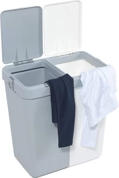 Motek® - Wasmand - 2 Vakken Met Deksel - Met Touch Deksel - Gemaakt Van 100% Gerecycled Kunststof - 80 L - Wasmand Met Deksel - Wassorteerder - Grijs - Wit 19 Motek® - Wasmand - 2 Vakken Met Deksel - Met Touch Deksel - Gemaakt Van 100% Gerecycled Kunststof - 80 L - Wasmand Met Deksel - Wassorteerder - Grijs - Wit -Schoonmaakartikelen Winkel 808x1200 5