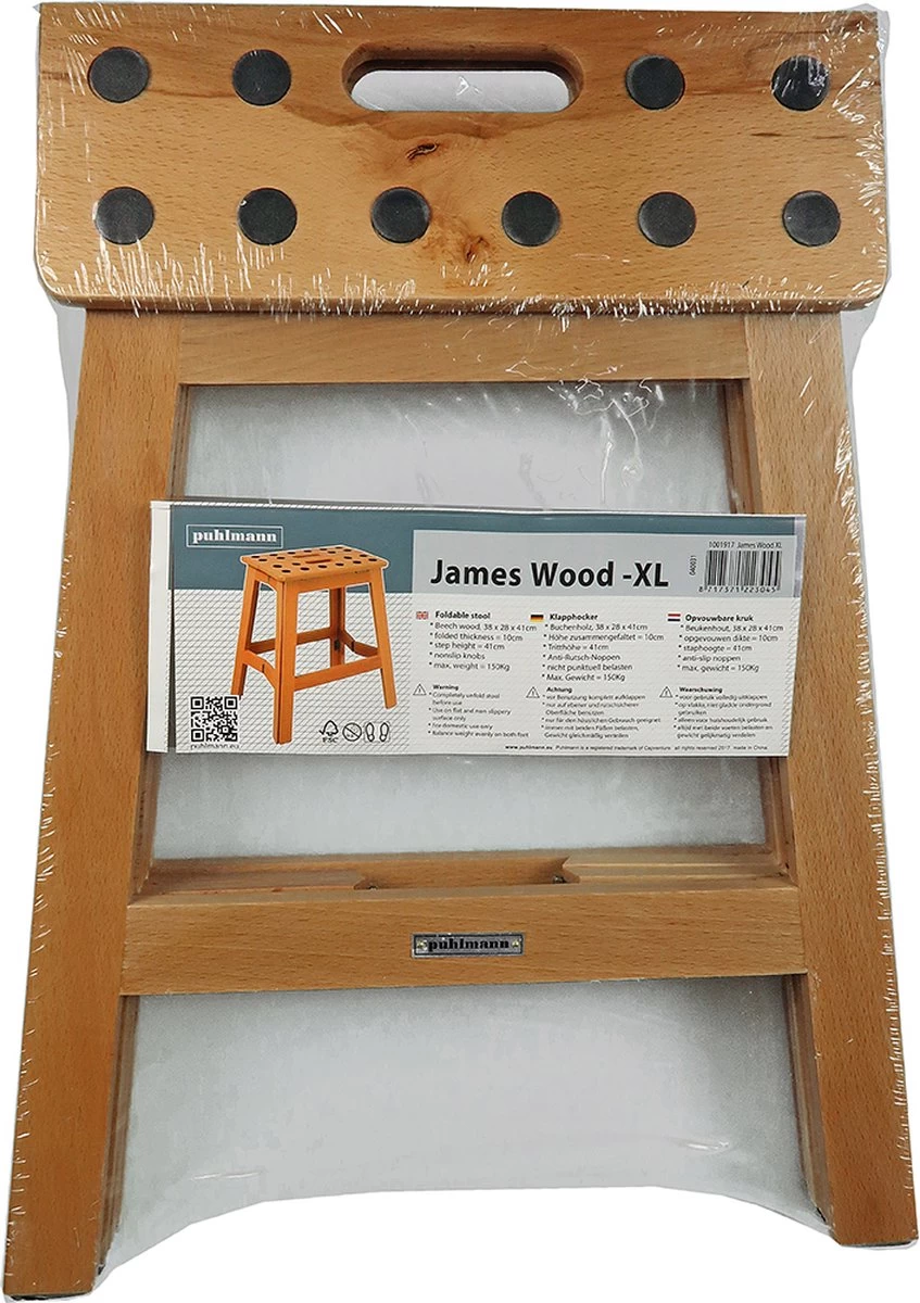 PUHLMANN - Inklapbare Kruk, JAMES, Hout, 41 Cm Hoog, Max 150 Kilo 7 PUHLMANN - Inklapbare Kruk, JAMES, Hout, 41 Cm Hoog, Max 150 Kilo - Afbeelding 5