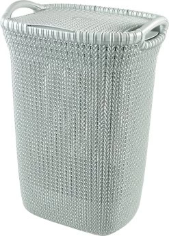 Curver Knit Wasmand Met Deksel - 57L - Misty Blue