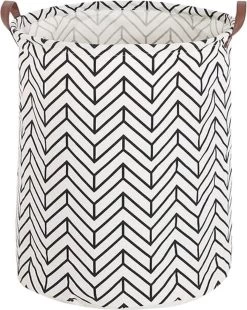 Merkloos Wasmand - Opbergzak - 60L - Waterproof - Zwart/wit