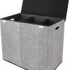 Zonovi Wasmand – 3 Vakken Met Deksel – Opvouwbaar – Wassorteerder – Dubbele Wasmand – Laundry Basket – Wasbox – Organizer Kleding - Stof – Grijs – 110 Liter -Schoonmaakartikelen Winkel 963x1200 2