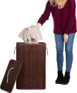 Springos Wasmand | Met Deksel | Opvouwbaar | 72 Liter | Met Uitneembare Waszak | Wasmand | Bruin -Schoonmaakartikelen Winkel 995x1200 4